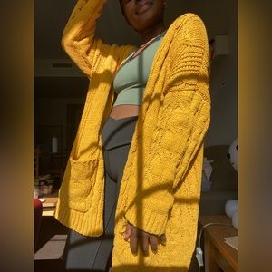 Mustard yellow Fall cardigan